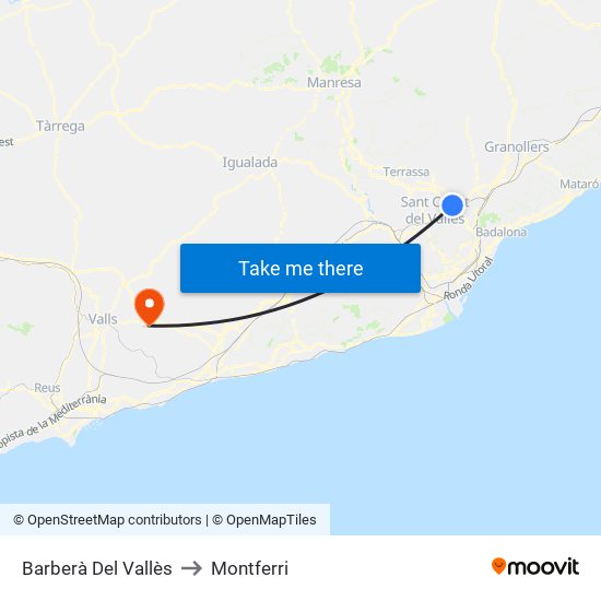 Barberà Del Vallès to Montferri map