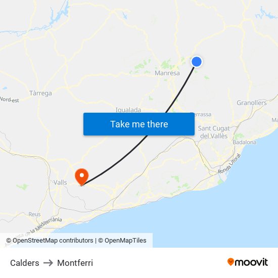 Calders to Montferri map