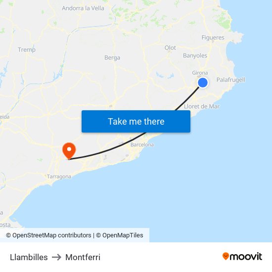 Llambilles to Montferri map