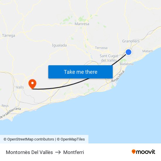 Montornès Del Vallès to Montferri map