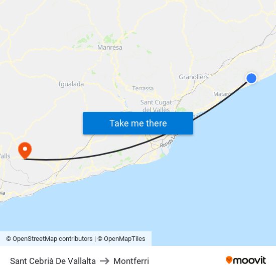 Sant Cebrià De Vallalta to Montferri map