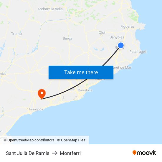 Sant Julià De Ramis to Montferri map
