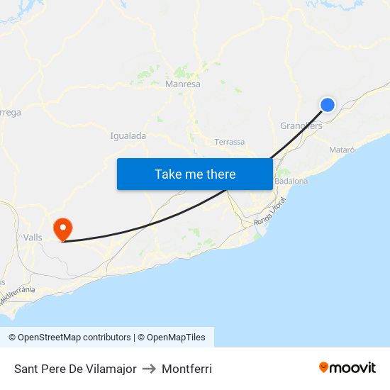 Sant Pere De Vilamajor to Montferri map