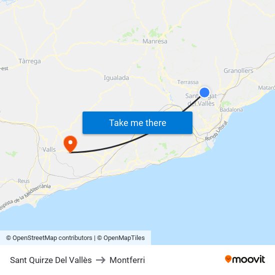 Sant Quirze Del Vallès to Montferri map