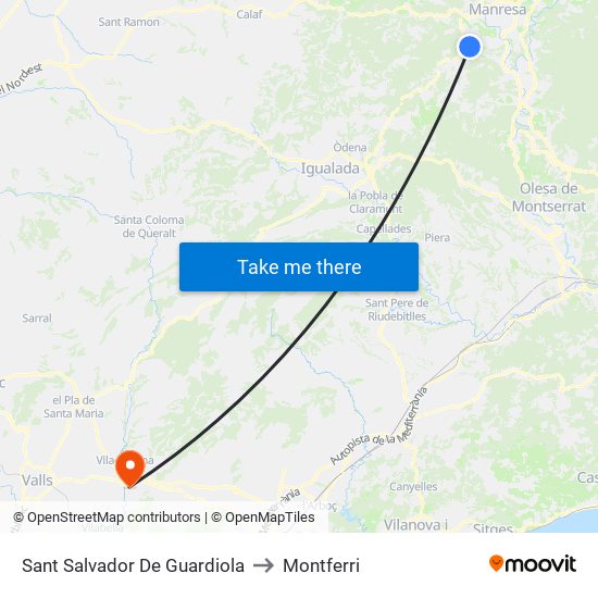 Sant Salvador De Guardiola to Montferri map