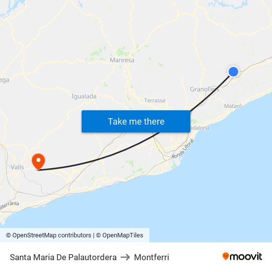 Santa Maria De Palautordera to Montferri map