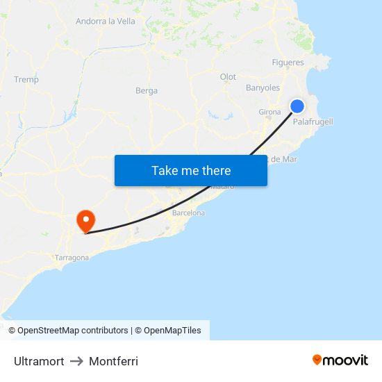Ultramort to Montferri map
