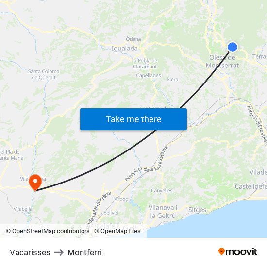 Vacarisses to Montferri map