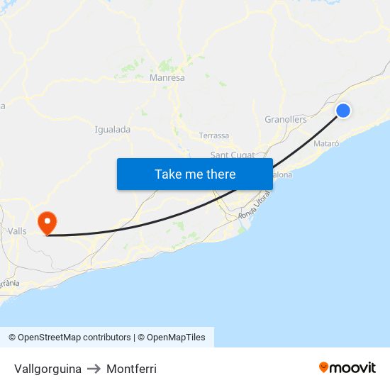 Vallgorguina to Montferri map