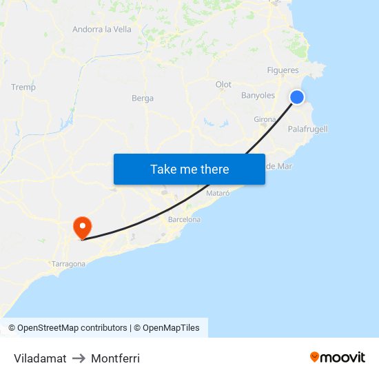 Viladamat to Montferri map