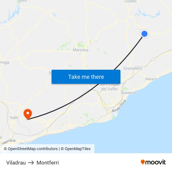 Viladrau to Montferri map