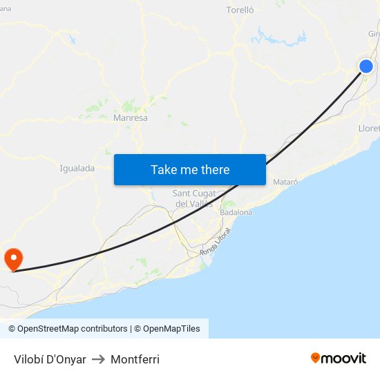 Vilobí D'Onyar to Montferri map