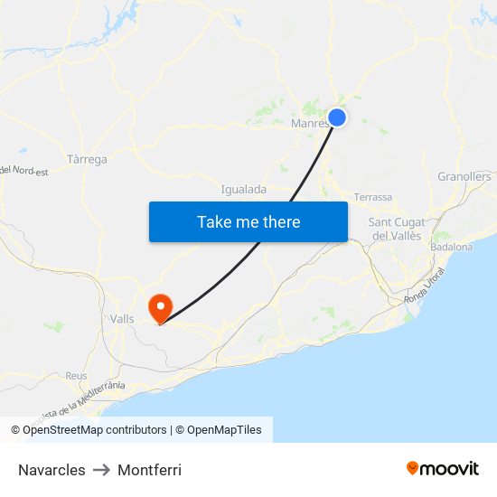 Navarcles to Montferri map