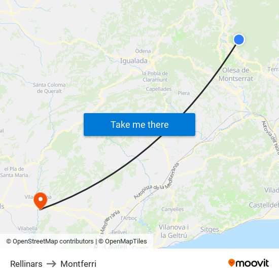 Rellinars to Montferri map