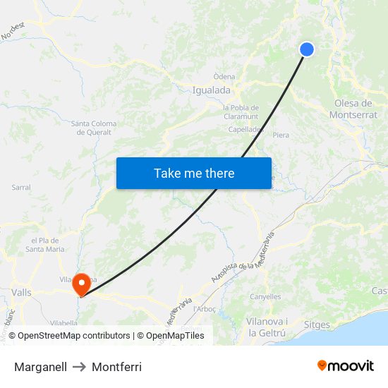 Marganell to Montferri map