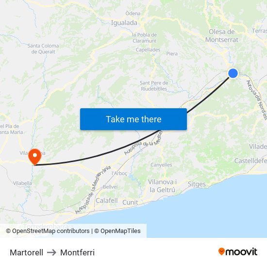 Martorell to Montferri map