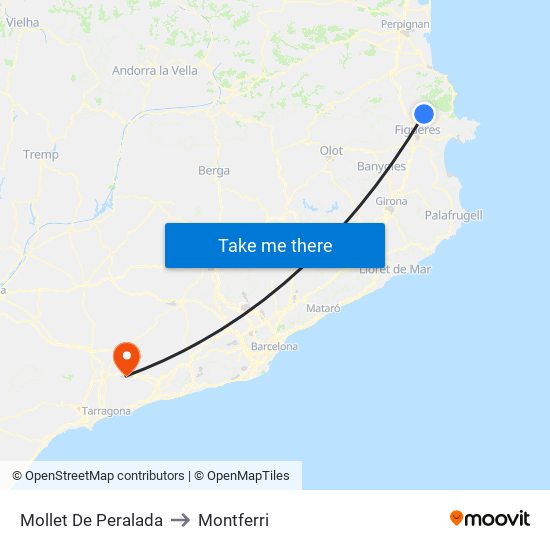 Mollet De Peralada to Montferri map