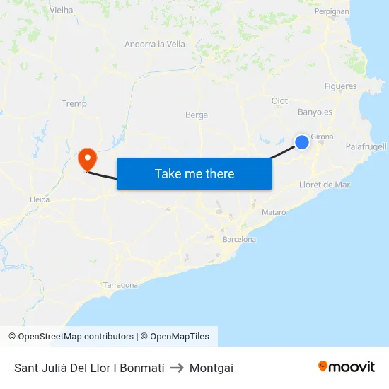 Sant Julià Del Llor I Bonmatí to Montgai map