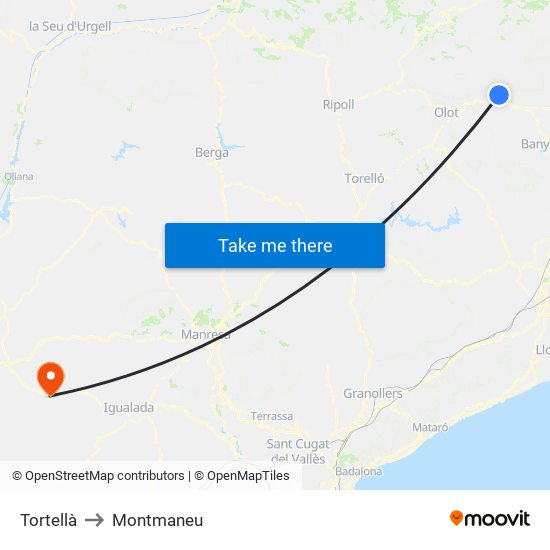 Tortellà to Montmaneu map