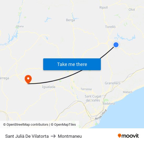 Sant Julià De Vilatorta to Montmaneu map