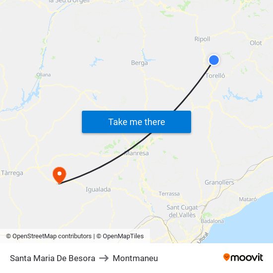 Santa Maria De Besora to Montmaneu map