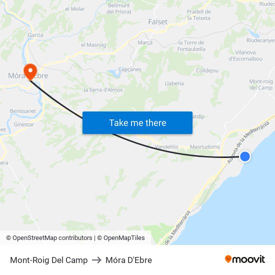 Mont-Roig Del Camp to Móra D'Ebre map