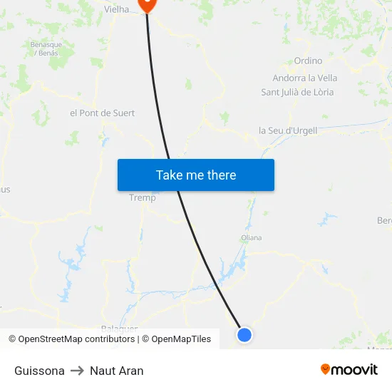 Guissona to Naut Aran map