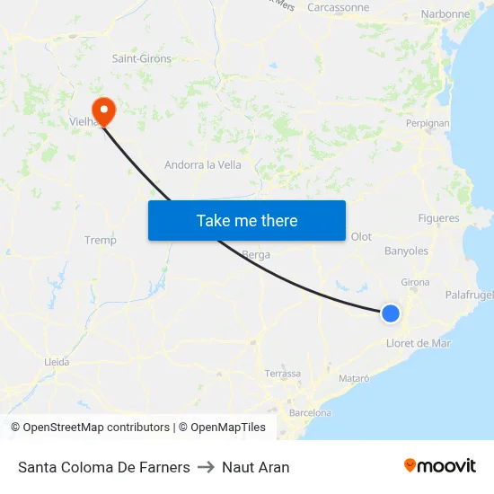 Santa Coloma De Farners to Naut Aran map