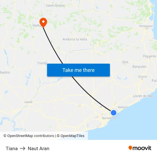 Tiana to Naut Aran map