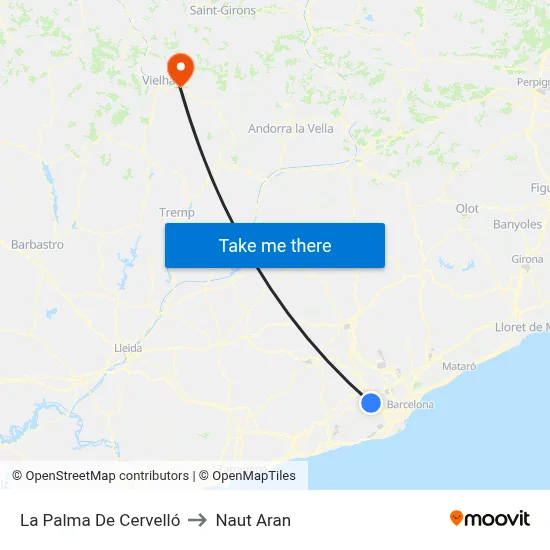 La Palma De Cervelló to Naut Aran map
