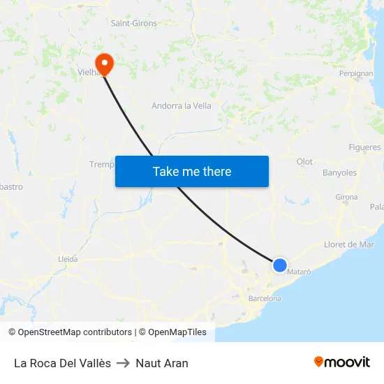La Roca Del Vallès to Naut Aran map