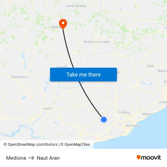Mediona to Naut Aran map