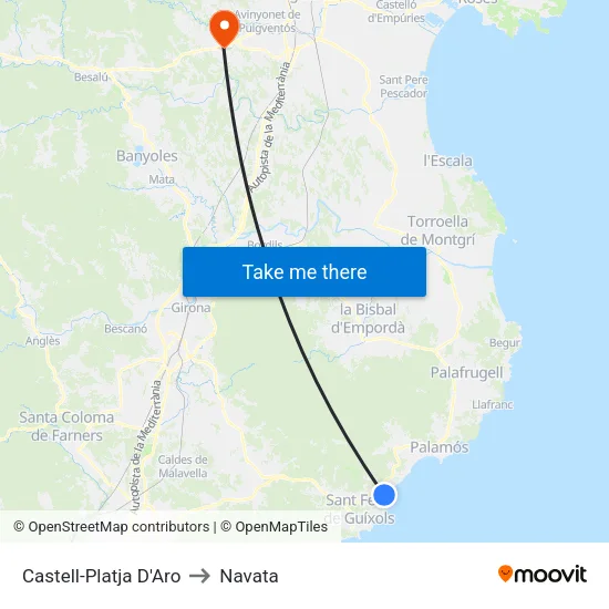 Castell-Platja D'Aro to Navata map