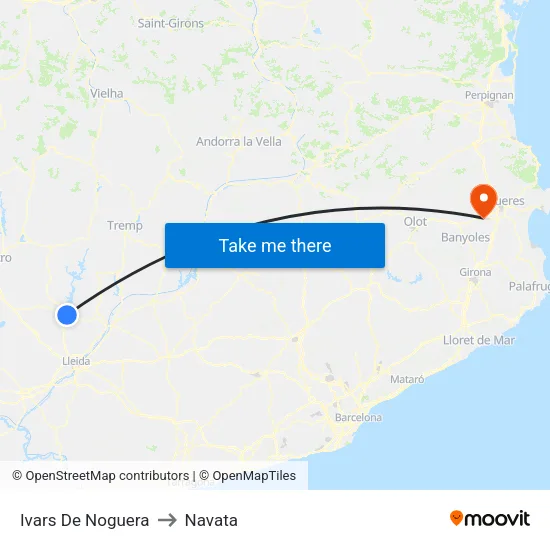 Ivars De Noguera to Navata map