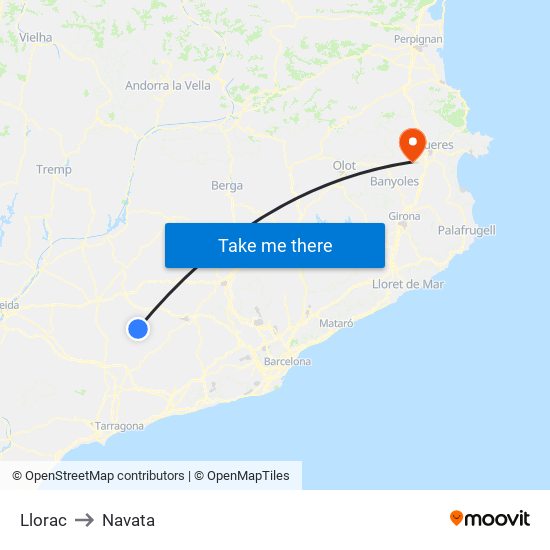 Llorac to Navata map