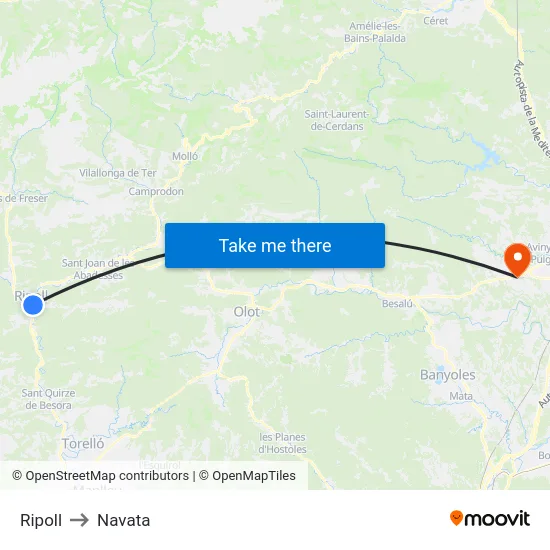 Ripoll to Navata map