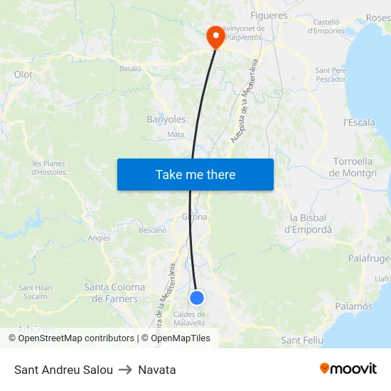 Sant Andreu Salou to Navata map
