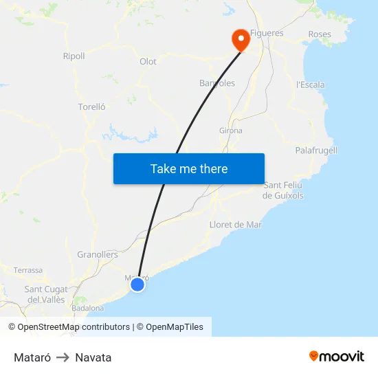 Mataró to Navata map