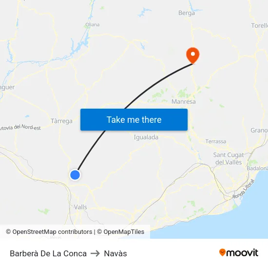 Barberà De La Conca to Navàs map