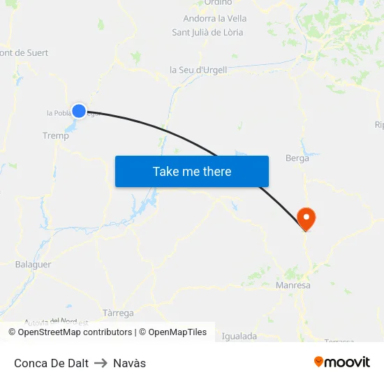 Conca De Dalt to Navàs map