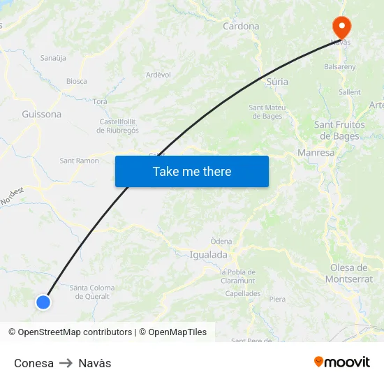Conesa to Navàs map