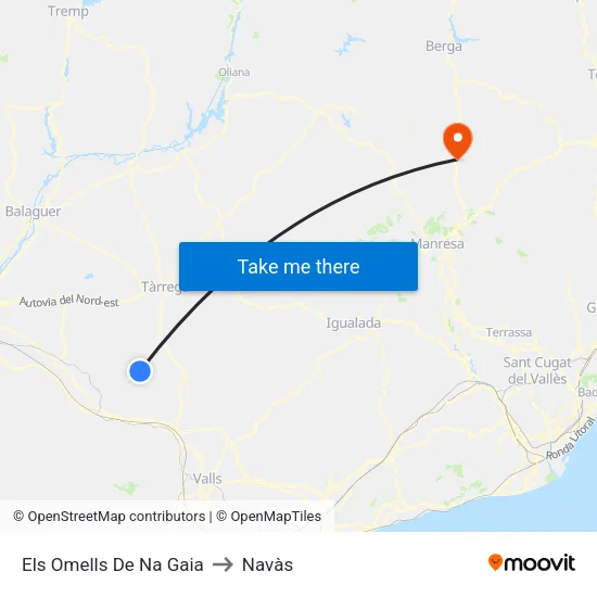 Els Omells De Na Gaia to Navàs map