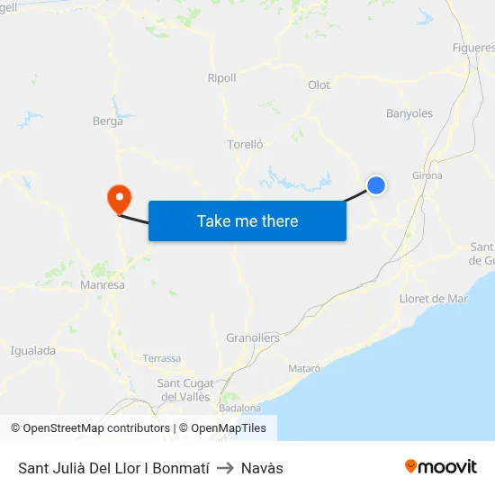 Sant Julià Del Llor I Bonmatí to Navàs map