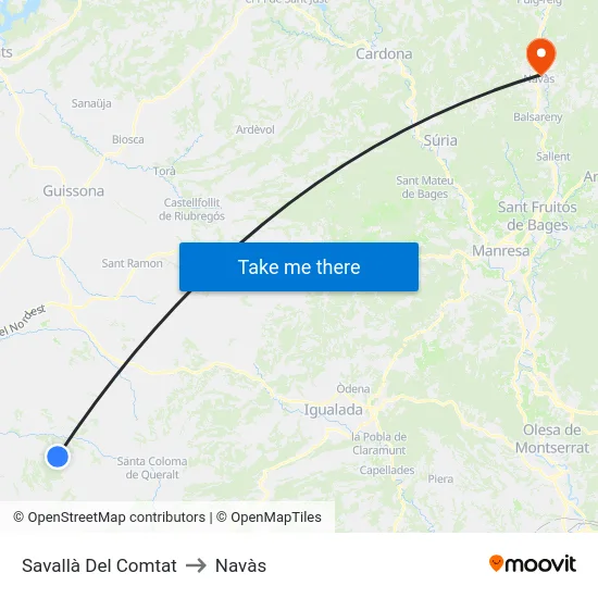 Savallà Del Comtat to Navàs map