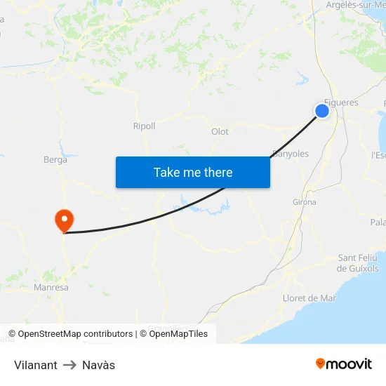 Vilanant to Navàs map