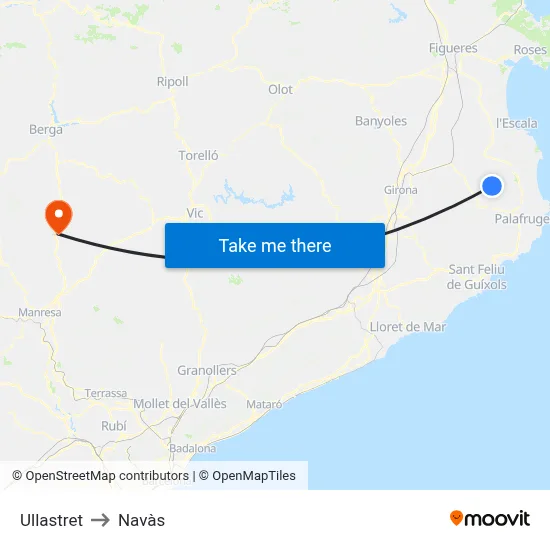 Ullastret to Navàs map