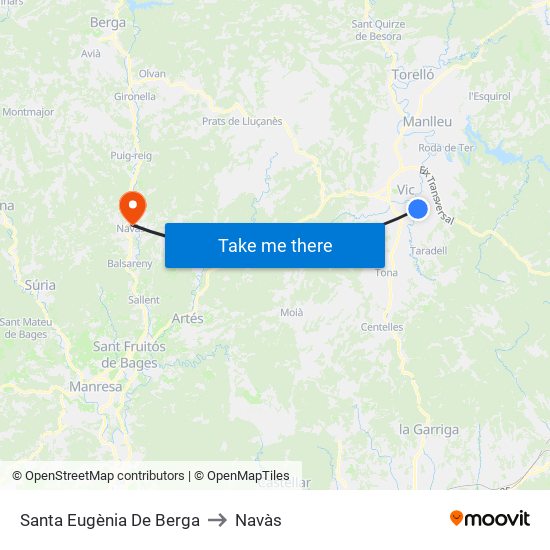 Santa Eugènia De Berga to Navàs map