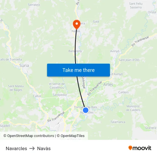 Navarcles to Navàs map