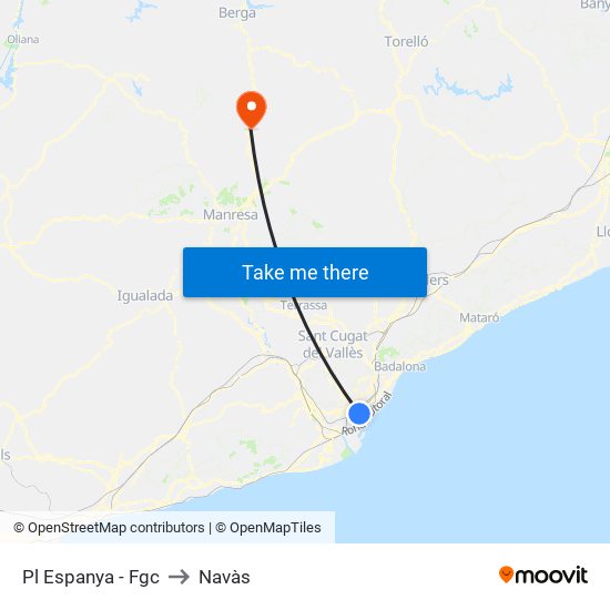 Pl Espanya - Fgc to Navàs map