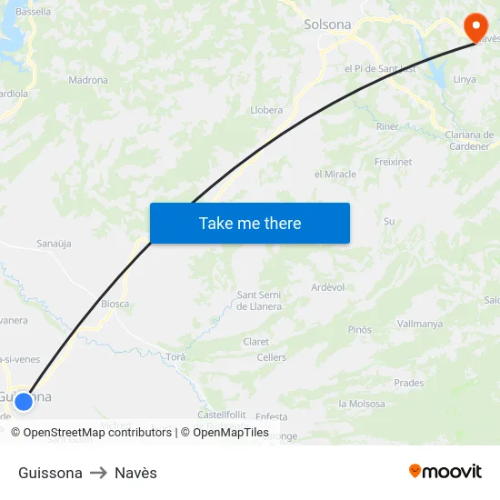 Guissona to Navès map